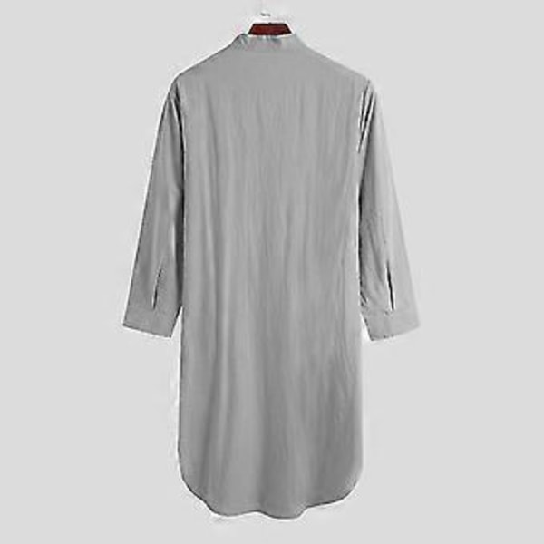 Herre Hettegenser Hel Sleepshirt Bomulls Nattskjorte Mykt Nattøy (L grå)