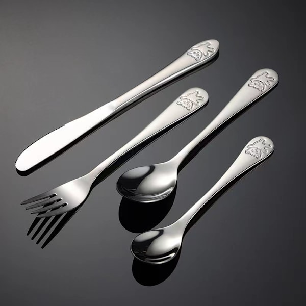 Børnesæt med 4 dele i rustfrit stål - 1 x gaffel 2