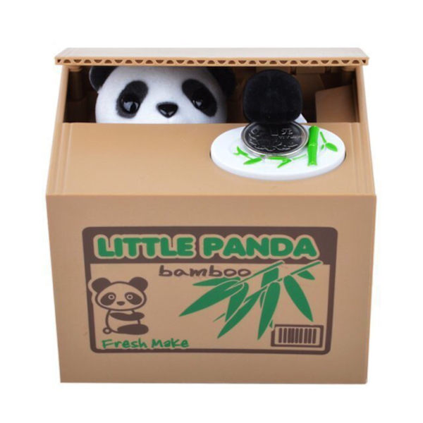 Panda som stjäl pengar sparbössa, sparbössa för barn, myntbank för mån