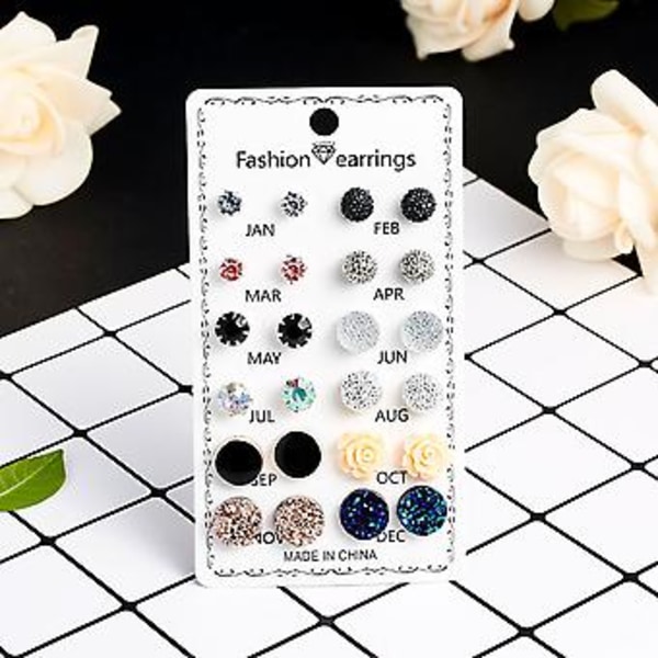 12 Par Geometriska Örhängen Stift Trendiga Lätta Örhängen Accessoarer för Kvinnor (7)