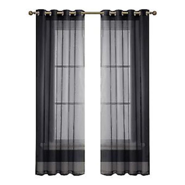 Tylles Baggrunds Draperinger Gardin Semi-mørklæggende Design Elegant Gardin til Bryllup (134*210 Hulning Sort)