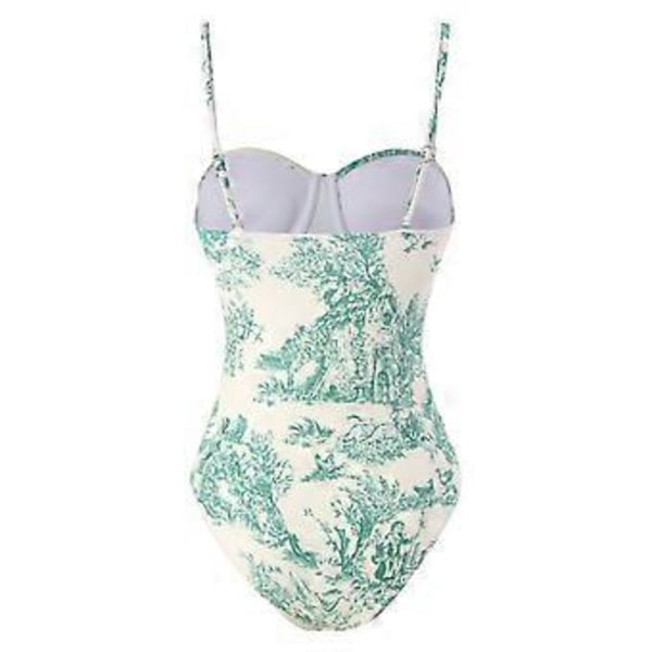 Dam Badkläder Tvådelad Baddräkt med Sarong Set (M Grön)