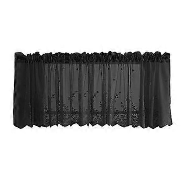 Broderede vinduesvoile gardiner, kappe, trin, pink-kappe-130x41cm (Sort-kappe-137x61cm)