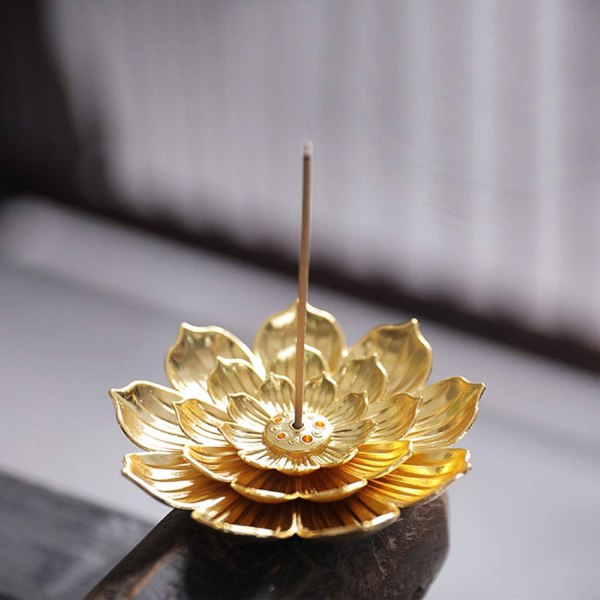 Lotus Incense Holder Stick Suitsukepoltin Messinkikartio Kela Suitsuke