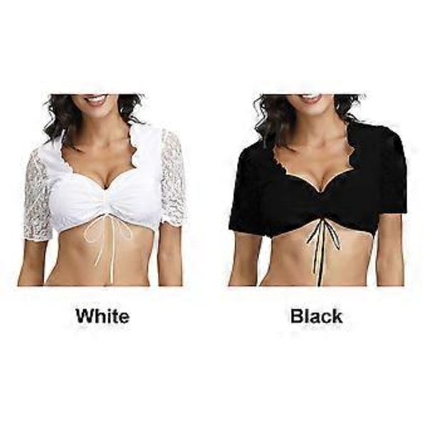 100% Ny Opgraderet Bluse Blonde til Oktoberfest Dirndl Dame Sort Elegant Dirndl Lingerisæt Plus Størrelse Åben Bryst (XL Hvid)