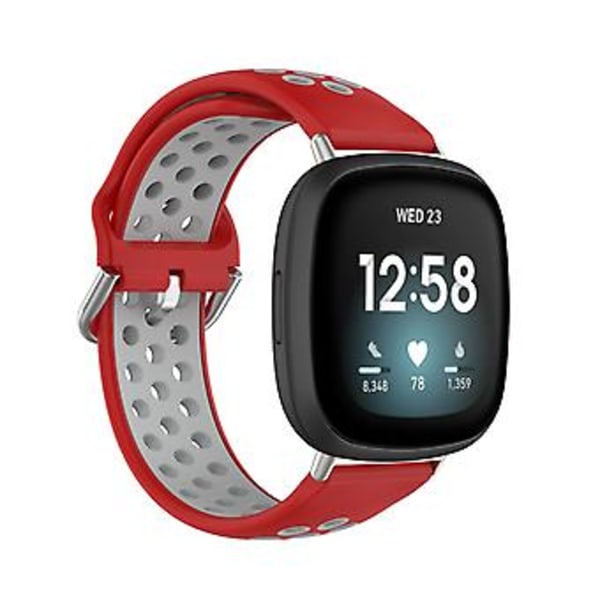 Kaksiväriinen silikoniranneke Fitbit Versa 3:lle (Punainen Harmaa)