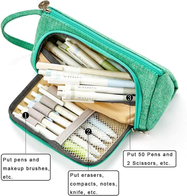 Stor kapacitet multifunktionel blyantpose Premium Canvas blyant B