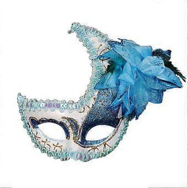 Gjenbrukbar Halvmåneformet Halloweenmaske i Plast for Barn og Voksne, Dekorasjon (Blå)