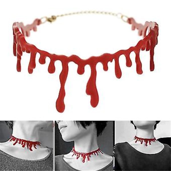 2 stk Halloween Blod Halskjede Kvinner Chokers Halskjeder Halloween Party DIY Dekorasjoner Horror Rekvisitter Barn Leke Gave Spøkelseshus