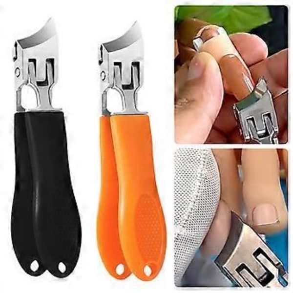 Sneda Nagelknipsare Kraftig Bärbar Nageltrimmer för Kvinnor Män (Liten Svart)