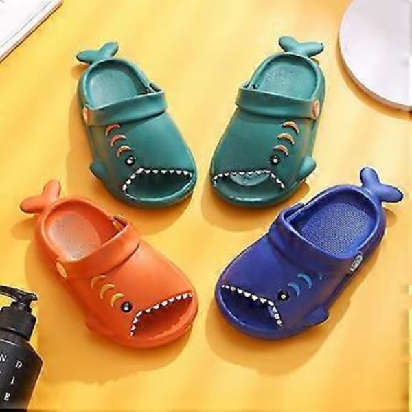 1 Par Søde Slippers Børn Strandslippers Tegneserie Haj Design Skridsikker Eva Hurtigtørrende Børneslippers Til Hjemmet Multi-farve Valgfri (140 orange)