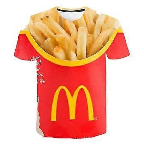 Franske Pomfritter 3D-Printet T-Shirt Mænd Kvinder Sjov Tee T-shirt Oversize Stree(S B)