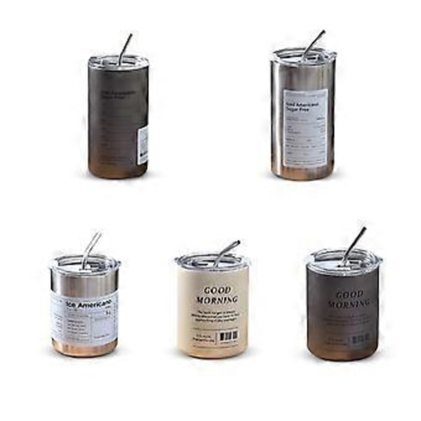 320 ml/600 ml Tumbler Sugrörslock Isolerad Vattenflaska i Rostfritt Stål Kaffemugg Resa (600ml mörkgrå)