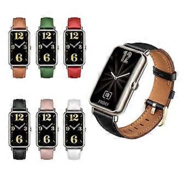 Läderarmband för Huawei Fit Mini Sportklocka Mjukt Remsloop Armband (Rosa)