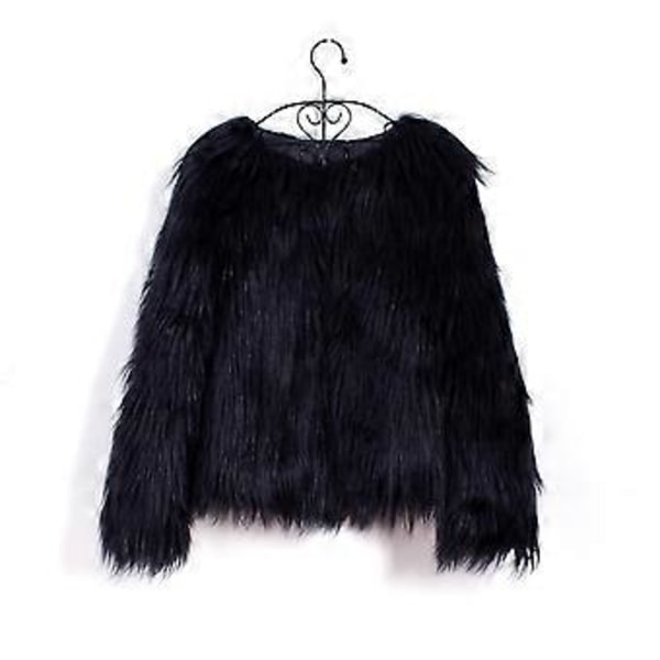 Pels Pelsfrakke Vinter Dame Pels Falsk Hvid Jakke Vinter (XL sort)