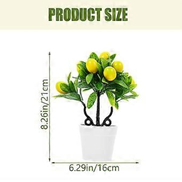 2 stk. Kunstige Planter Hjem Skrivebord Fake Citrontræ Dekorationer Simulation Bonsai Ornamenter