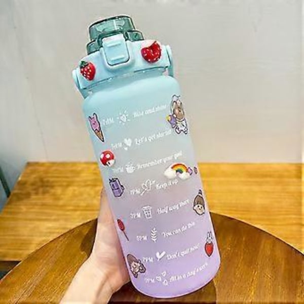 Bästa Erbjudandet-Frostad Kopp Utomhus Sport Bärbar Med Studs Lock Stor 2000ML Blå Modell Gradient 2000ml Kapacitet Vattenflaska (grön)