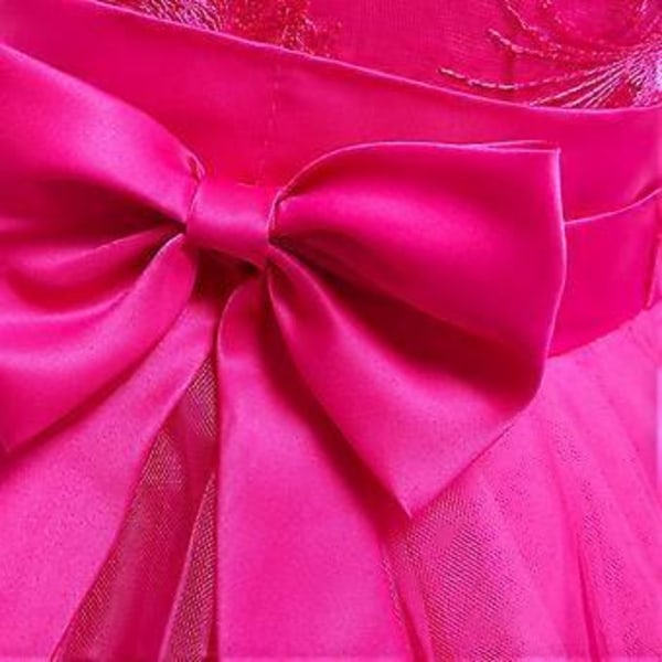 2023 Nyfödda flickors Pageant Spetsbroderade Klänningar Toddler Party Bowknot Tutu Klänning (100 Ljusblå)