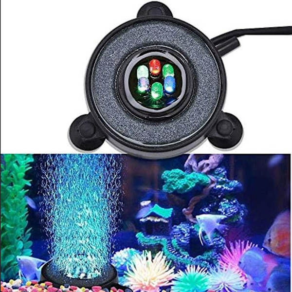 LED-akvarielys (55 mm x 20 mm), undervandsakvarielys, rund akvarieboble med automatisk