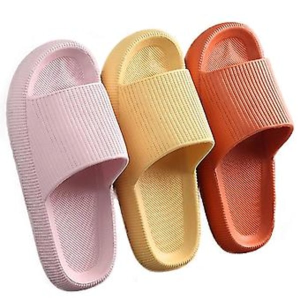 Thick Platform Bathroom Home Slippers Women Fashion Soft Sole Eva Indoor Slides Woman Sandals 2022 Summer Non-slip(42-43 Yellow)