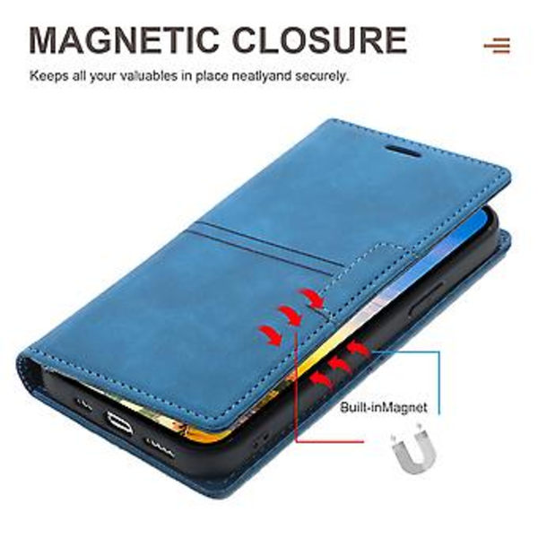 Dream Magnetisk Lærveske For iPhone 12 Pro Max (Blå)