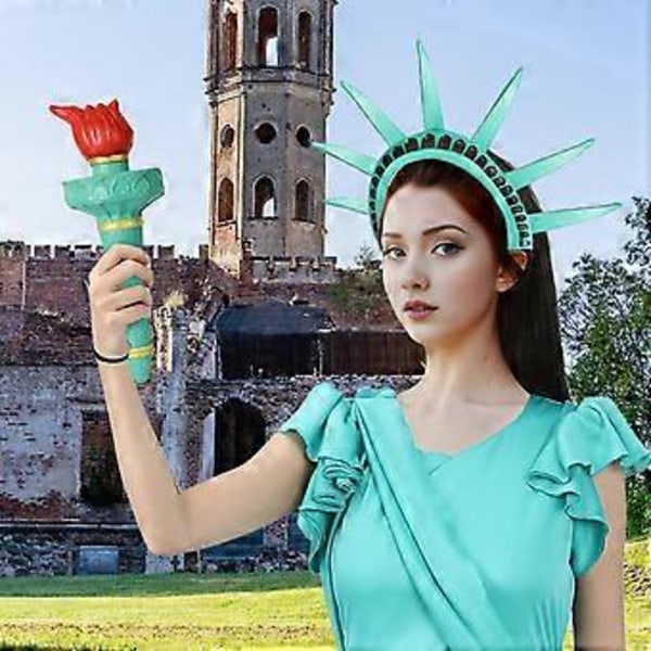 Frihedsgudindens Hårbøjle Krone Fakkel Cosplay Lady Liberty Kostume Tilbehør 4. Juli Uafhængighedsdag Hårbøjle (C)