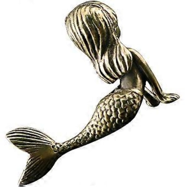 Messing Havfrue Figur Messing Havfrue Ornament Hjem Te Bord Havfrue Dekor