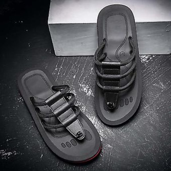 Casual Clip-toe Tofflor för Män Bekväma Halkfria Utomhusskor för Vandring (40 Svart)