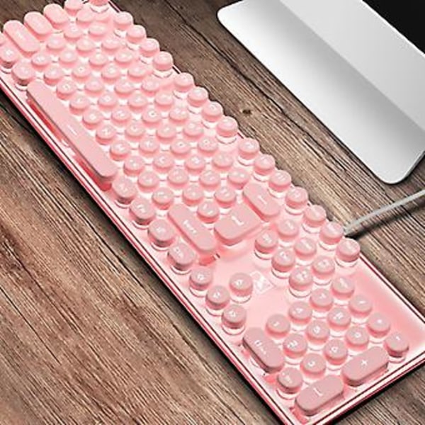RGB Mekanisk Gaming USB Kablet Tastatur Sammenleggbart Stativ for Windows Gaming PC (Krystallrosa hvitt lys)