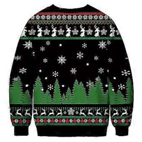 Naisten Miesten Pariskuntien Jouluinen Collegepaita Grinch-kuviolla, Pyöreä Pääntie, Ruma Neulepusero, Pitkähihainen Vihreä Hirviö Pusero (2XL D)