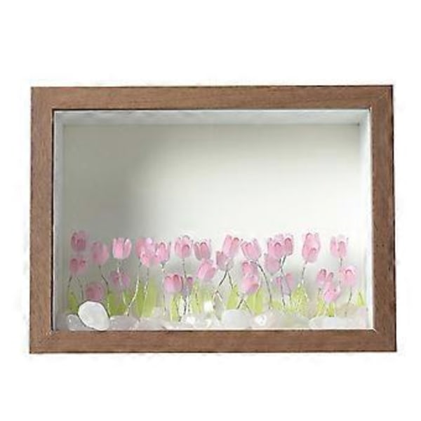 DIY Tulip Fotoramme Natlampe 10.1x15.2cm Robust Nem at Installere Romantisk (Pink Blomst Brun)