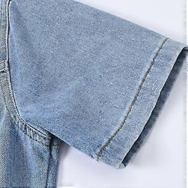 Vaalea Lyhyt Denim-takki Lyhythihainen Kesäpaita Naisten Topit (L)