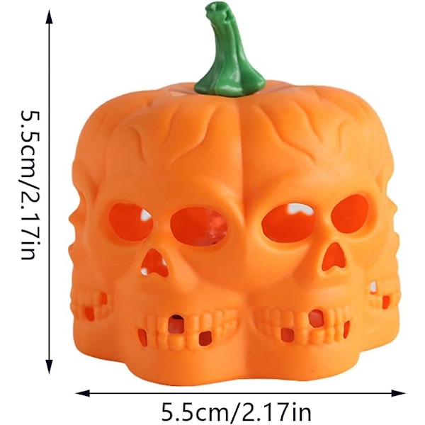 12 stk. LED Orange Græskar Lanterner, 3D Halloween Flammeløse Te Lys