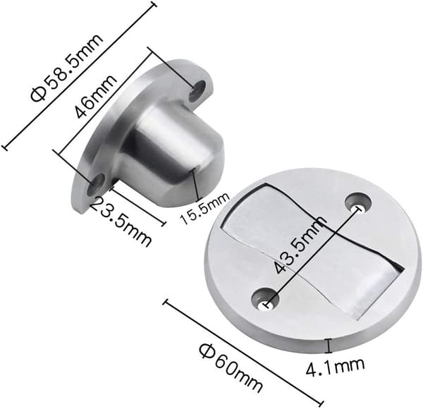1 stk magnetisk dørstopper i rustfritt stål
