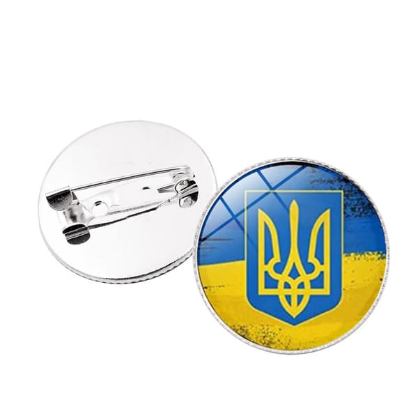 （Fred）Ukraina Flaggmerke, Diameter 25mm（Stil 2）