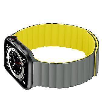Rem til Apple Watch 7 45mm / 6&SE&5&4 44mm / 3&2&1 42mm (Grå Gul)