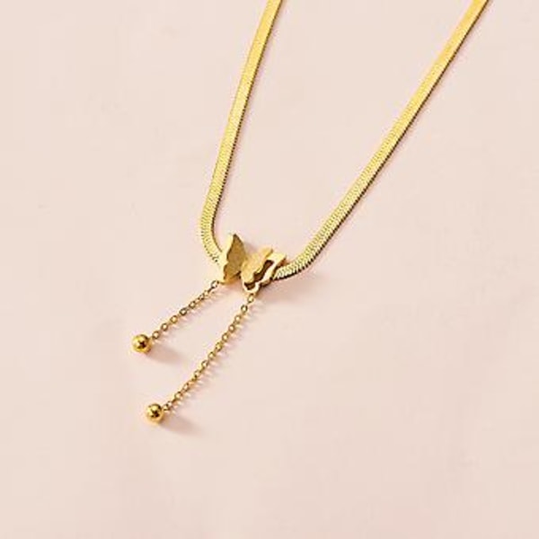 Vintage Butterfly Halskæde Kvinder Guld Rustfrit Stål Blad Slangekæder Æstetiske Charms Choker Kvinder Smykker Gave Til Mujer-xl381 ( X2169)