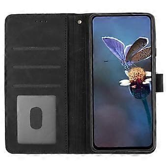 För iPhone 15 Blommor Präglat Läder Plånboksfodral Stötsäkert Telefonfodral