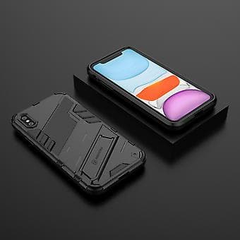 PC + TPU iskunkestävä kotelo iPhone X / XS:lle (Musta)