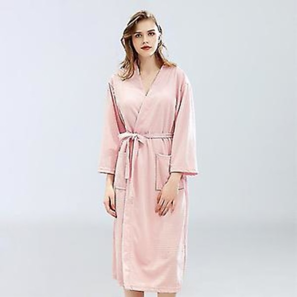 Mænd Kvinder Waffle Badekåbe Morgenkåbe Sommer Loungewear Pyjamas Kåber (M Lys Lilla Kvinder)