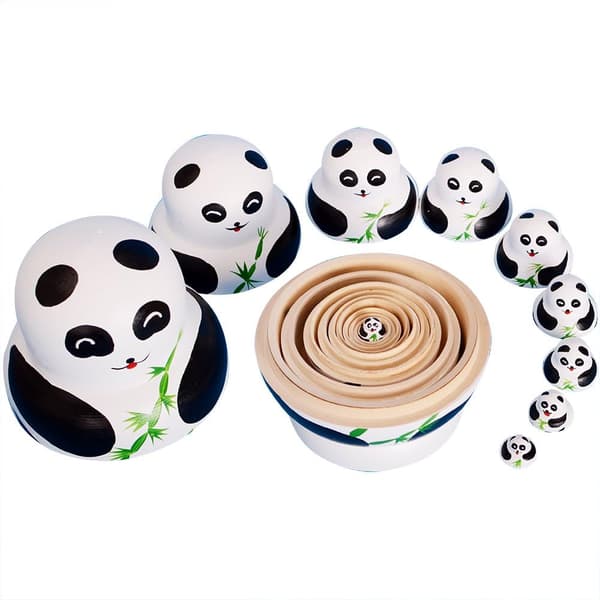 10 kpl Panda Venäläiset Nesting Nuket Matryoshka käsintehty