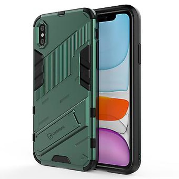 PC + TPU iskunkestävä kotelo iPhone X / XS:lle (Vihreä)