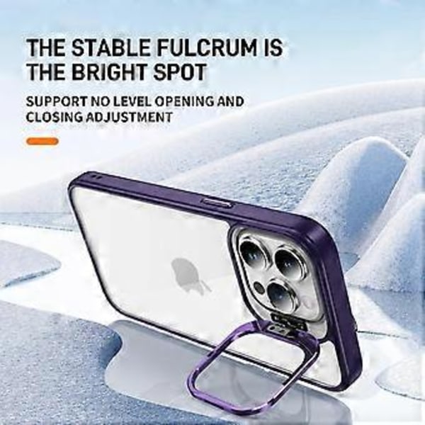 iPhone 15 Pro Max Skal med Linsram, Stativ, TPU+Akryl, Anti-Fall (Stil E)