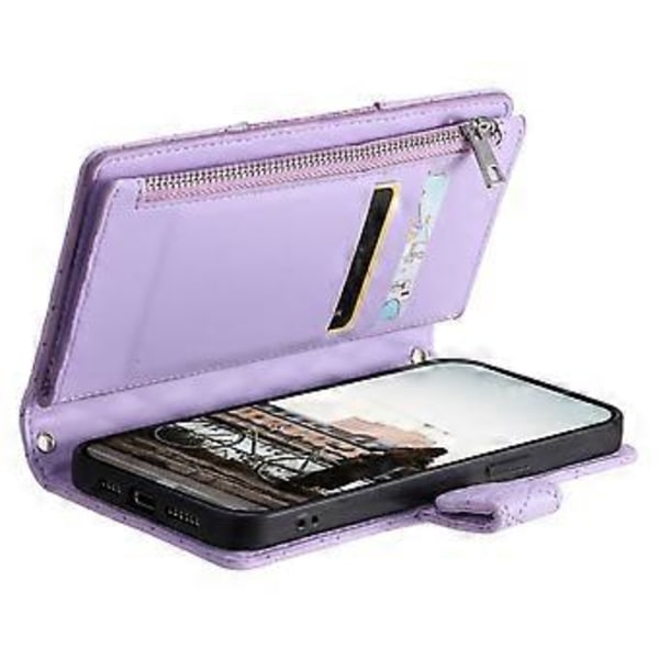 Style 012 til Samsung Galaxy A54 5G Etui Rhombus Glitter Læder Lynlås Tegnebog Telefon Cover (Style B)