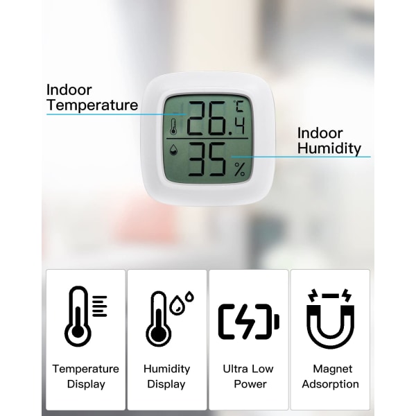 5 stk. Digitalt indendørs hygrometer termometer, komfortniveauindikator, lille højpræcisions digital