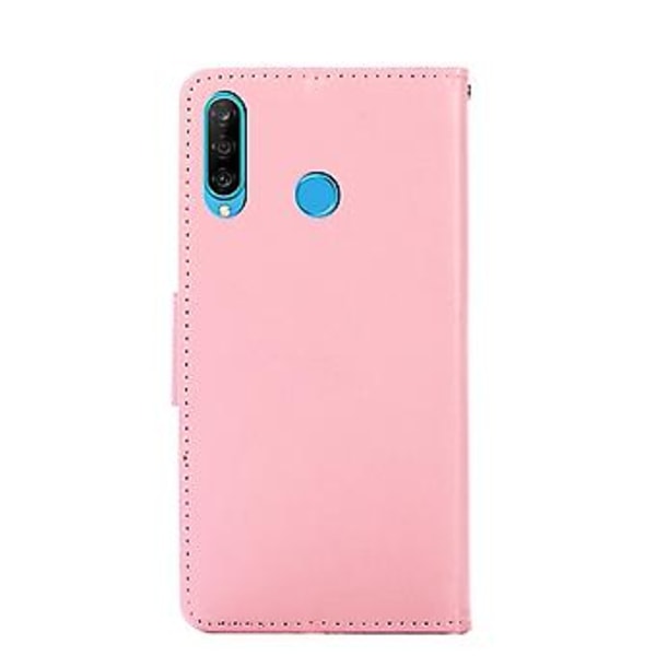 Krystalltekstur PU-lærveske for Huawei P30 Lite (Rosa)