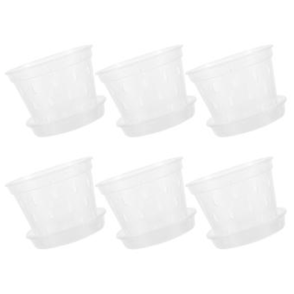 6 Set Genomskinliga Behållare Genomskinliga Plastorkidéekrukor Plastorkidéekruka Plastorkidébehållare Orkidé Plastkruka