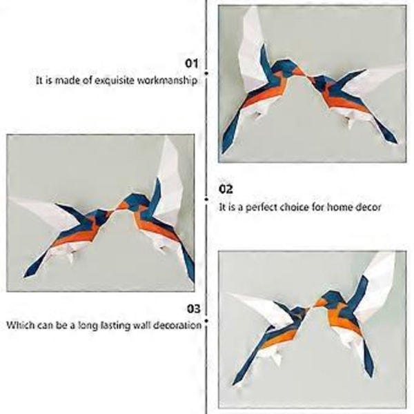 3D Geometrisk Kærlighedsfugle Ornament Vægmonteret Dekor Kærlighedsfugl Dekoration