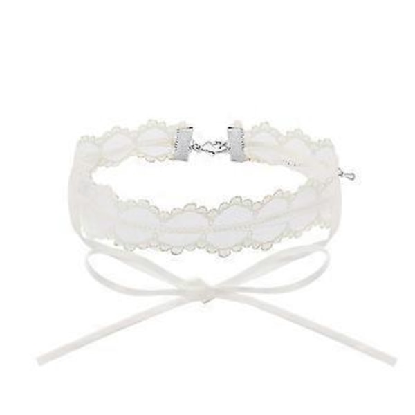 1 stk. Mode Dobbeltlags Personlighed Choker Halskæde Blonde Kravebens Halskæde Krave Chokers Fest Smykketilbehør (Hvid)