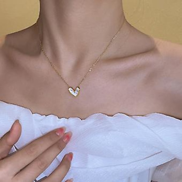 2023 Ny Fargerik Skall Hjerte Henger Halskjede For Kvinner Gyllen Estetisk Sjarm Choker Mote Fest Smykker Gave Til Mujer-xl136 ( XL121-2)